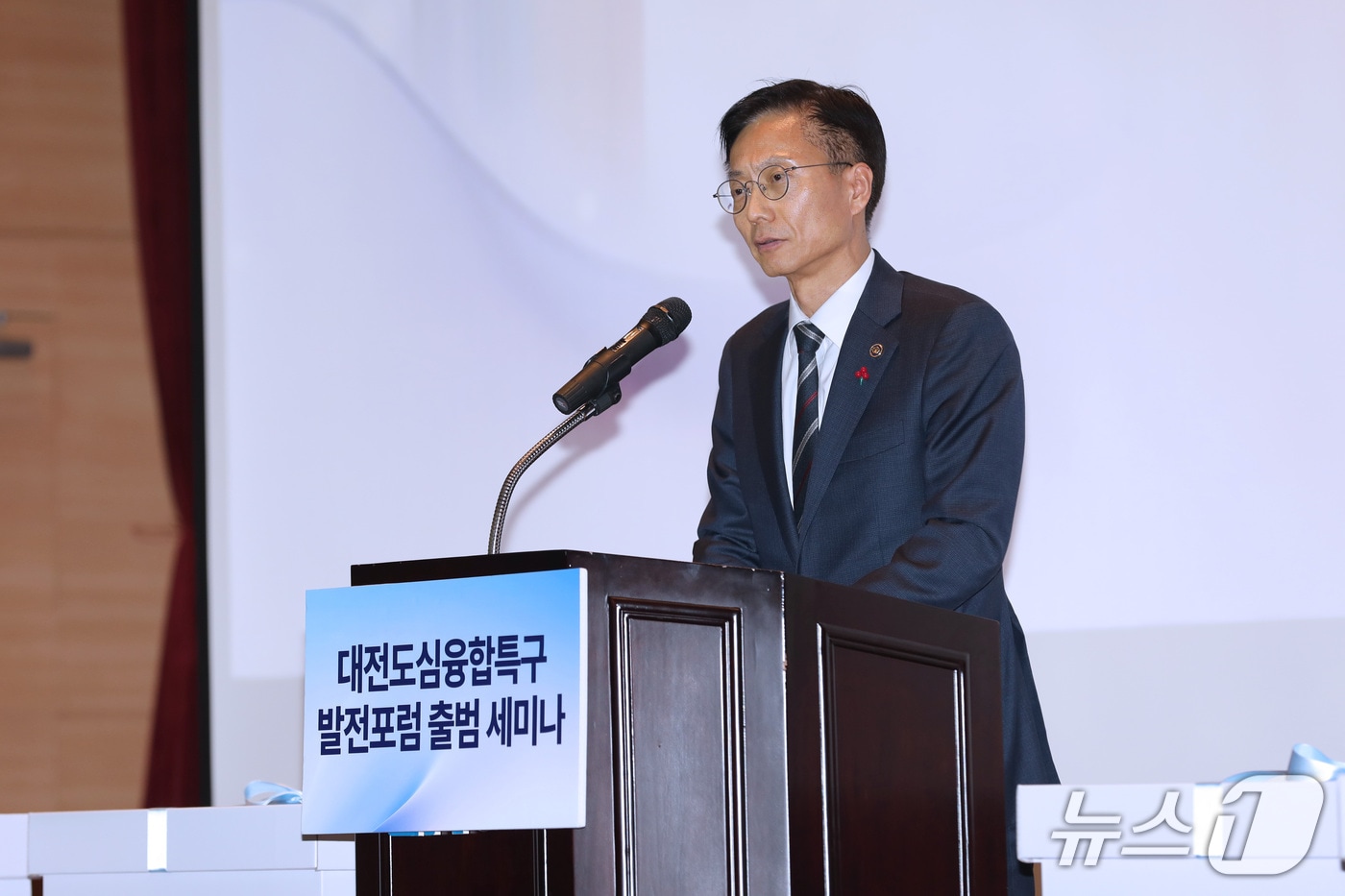 김용선 지식재산처장이 ‘대전도심융합특구 발전포럼 발족식’에서 축사를 하고 있다.(지식재산처 제공.재판매 및 DB금지)/뉴스1