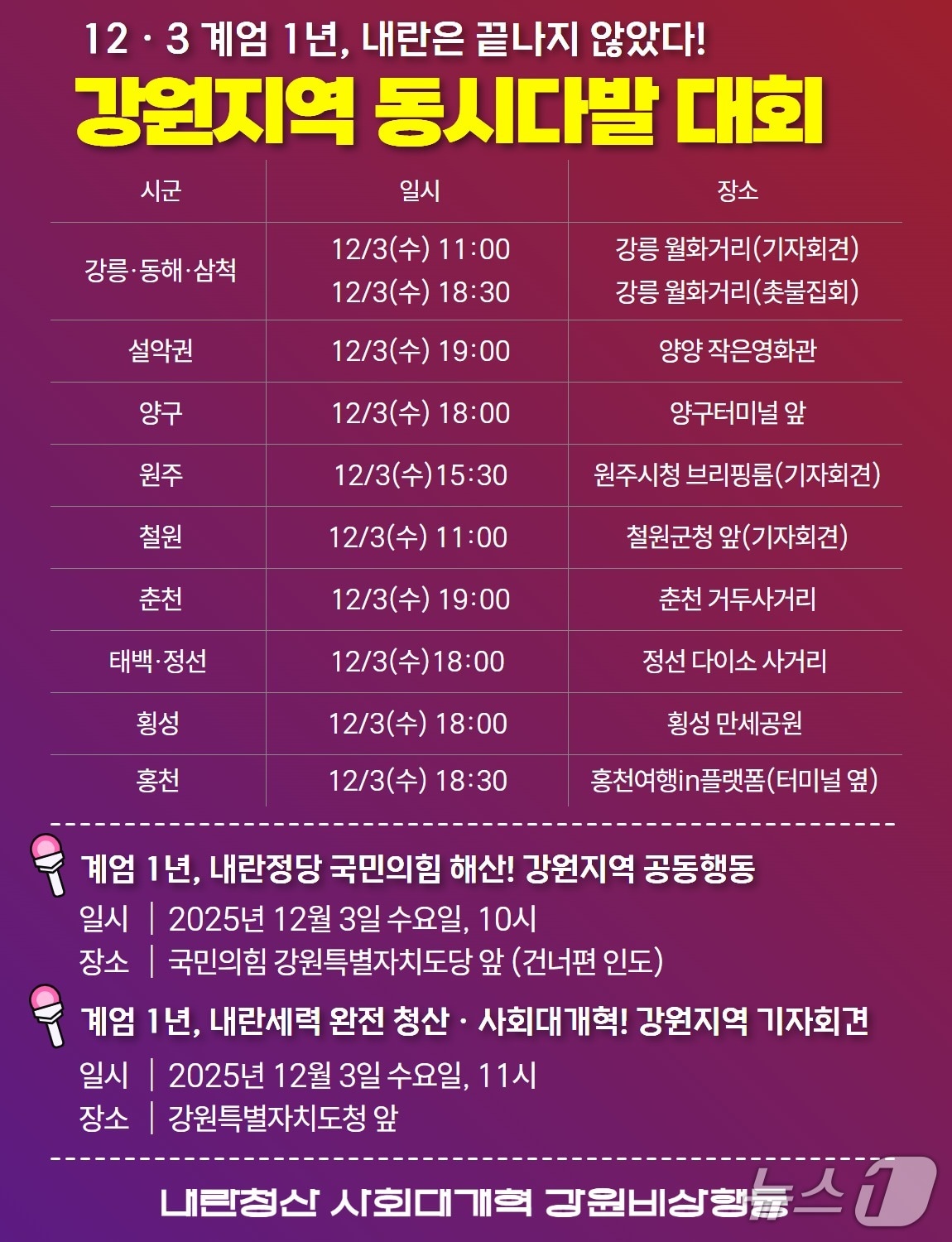 &#39;내란청산 사회대개혁 강원비상행동&#39;포스터.&#40;강원비상행동 제공, 재판매 및 DB금지&#41;