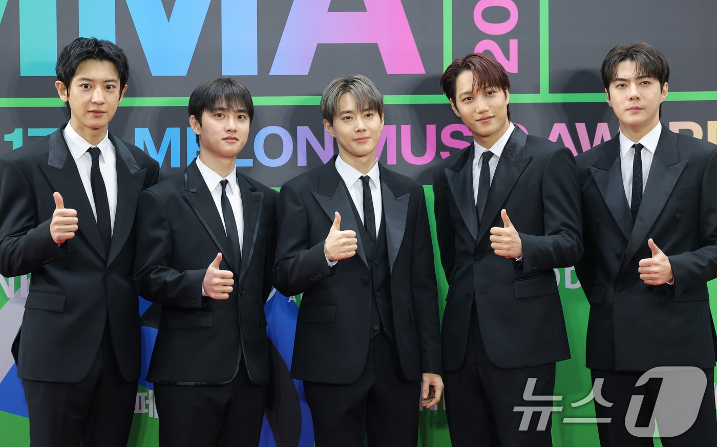 그룹 엑소의 찬열(왼쪽부터)과 디오, 수호, 카이, 세훈 2025.12.20/뉴스1 ⓒ News1 권현진 기자