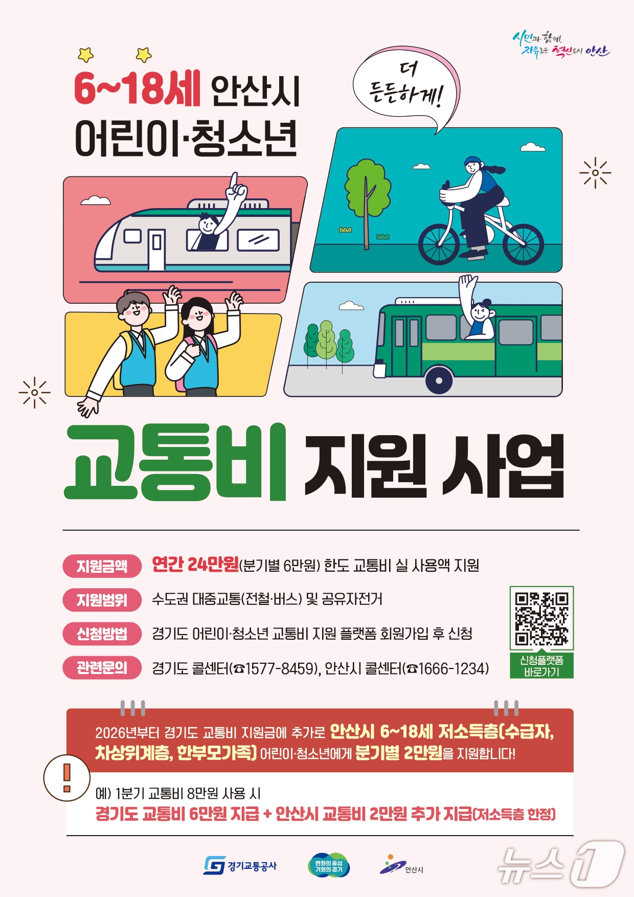 어린이·청소년 교통비 지급 홍보 포스터.(안산시 제공)