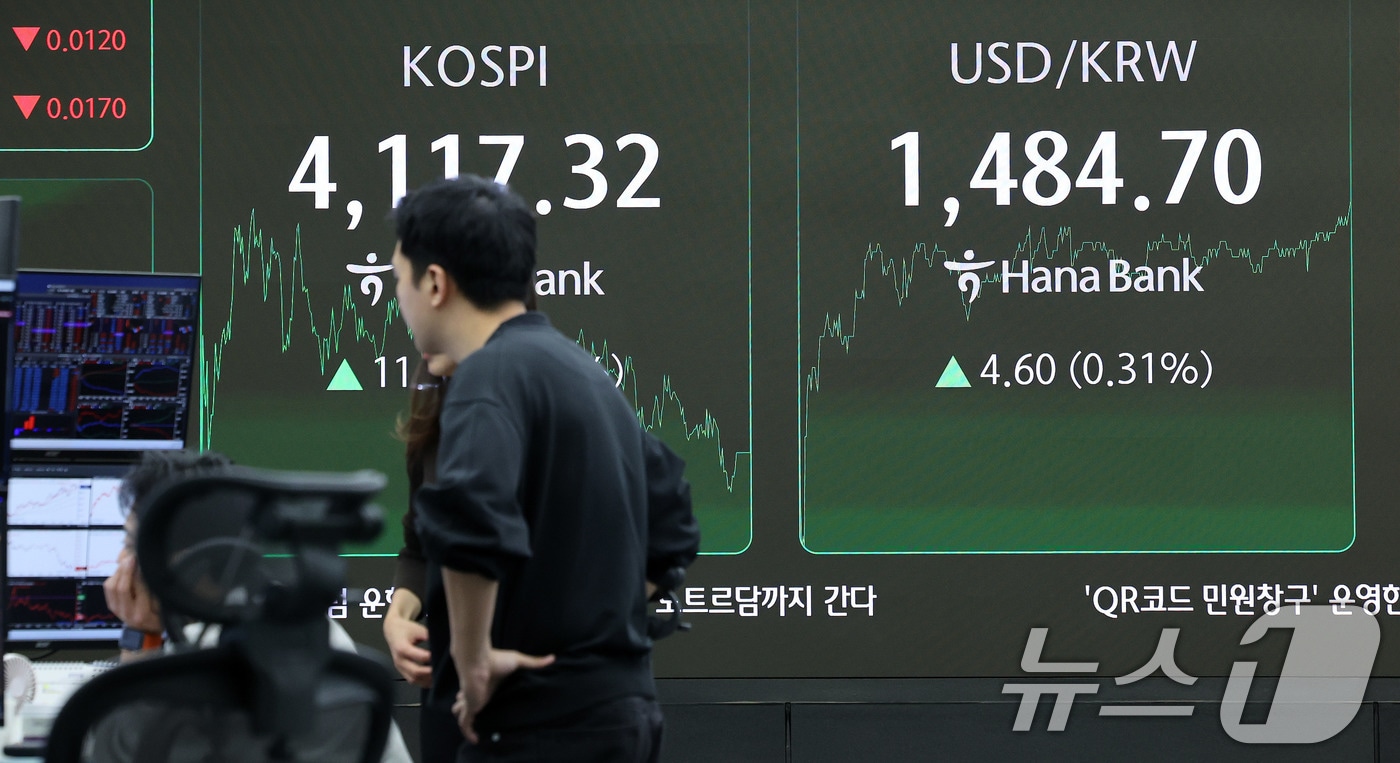 서울 중구 하나은행 딜링룸 전광판에 달러·원 환율이 나타나고 있다. /뉴스1 ⓒ News1