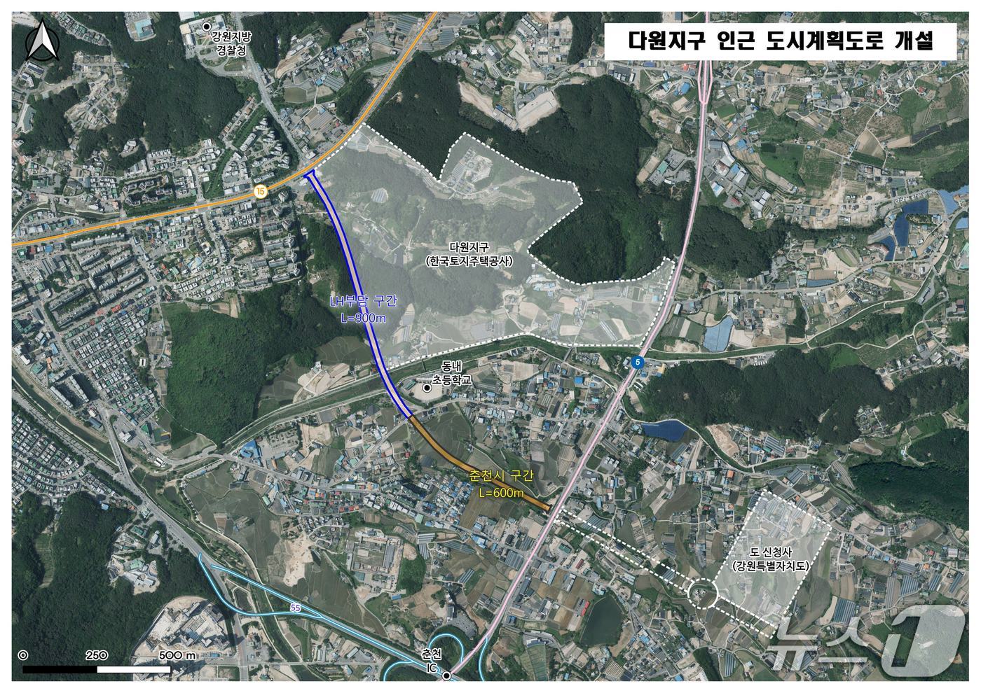 다원지구 도시개발사업 구역 외 도로개설 사업.(춘천시 제공, 재판매 및 DB금지)