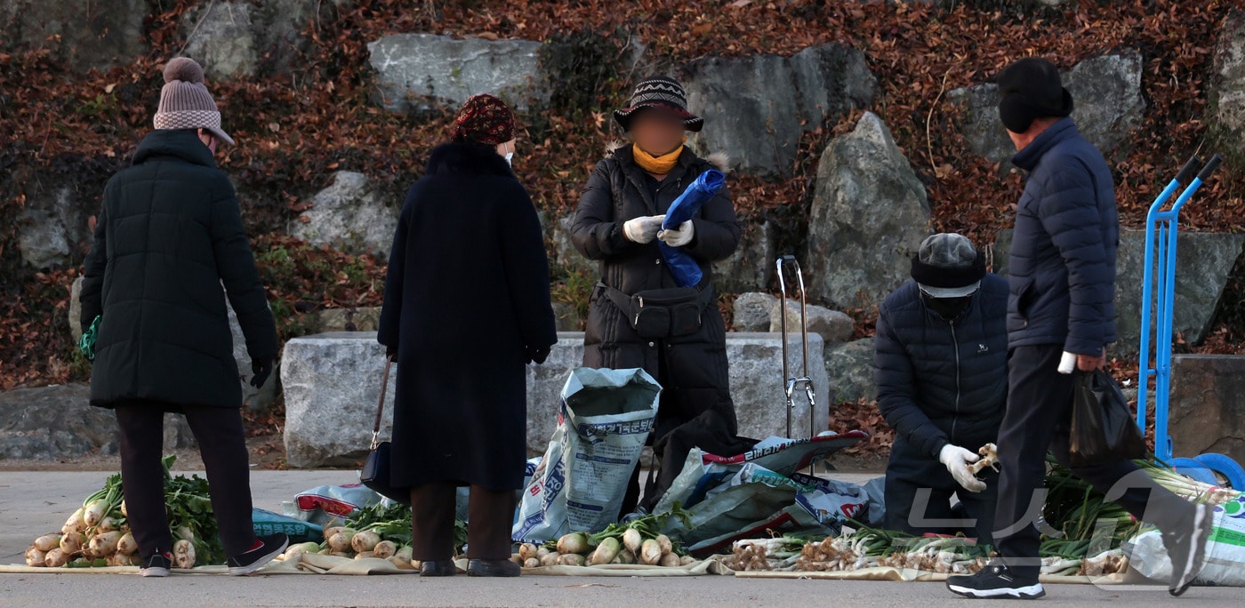 영하권의 날씨 속에 전북 전주시 남부시장 인근 도깨비시장에서 방한용품을 착용한 시민들이 장을 보고 있다. 2025.12.3/뉴스1 ⓒ News1 유경석 기자
