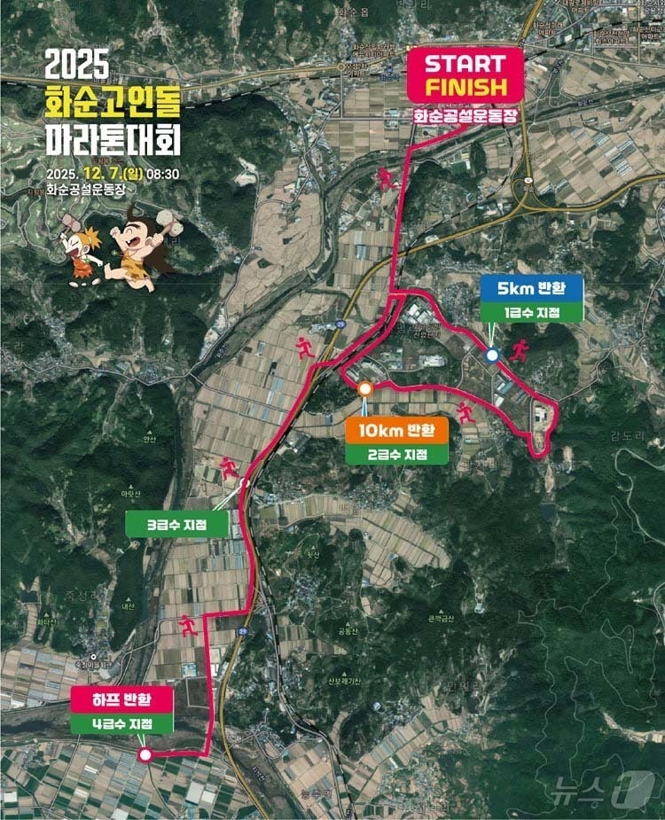 제22회 화순고인돌 전국 마라톤대회 코스.