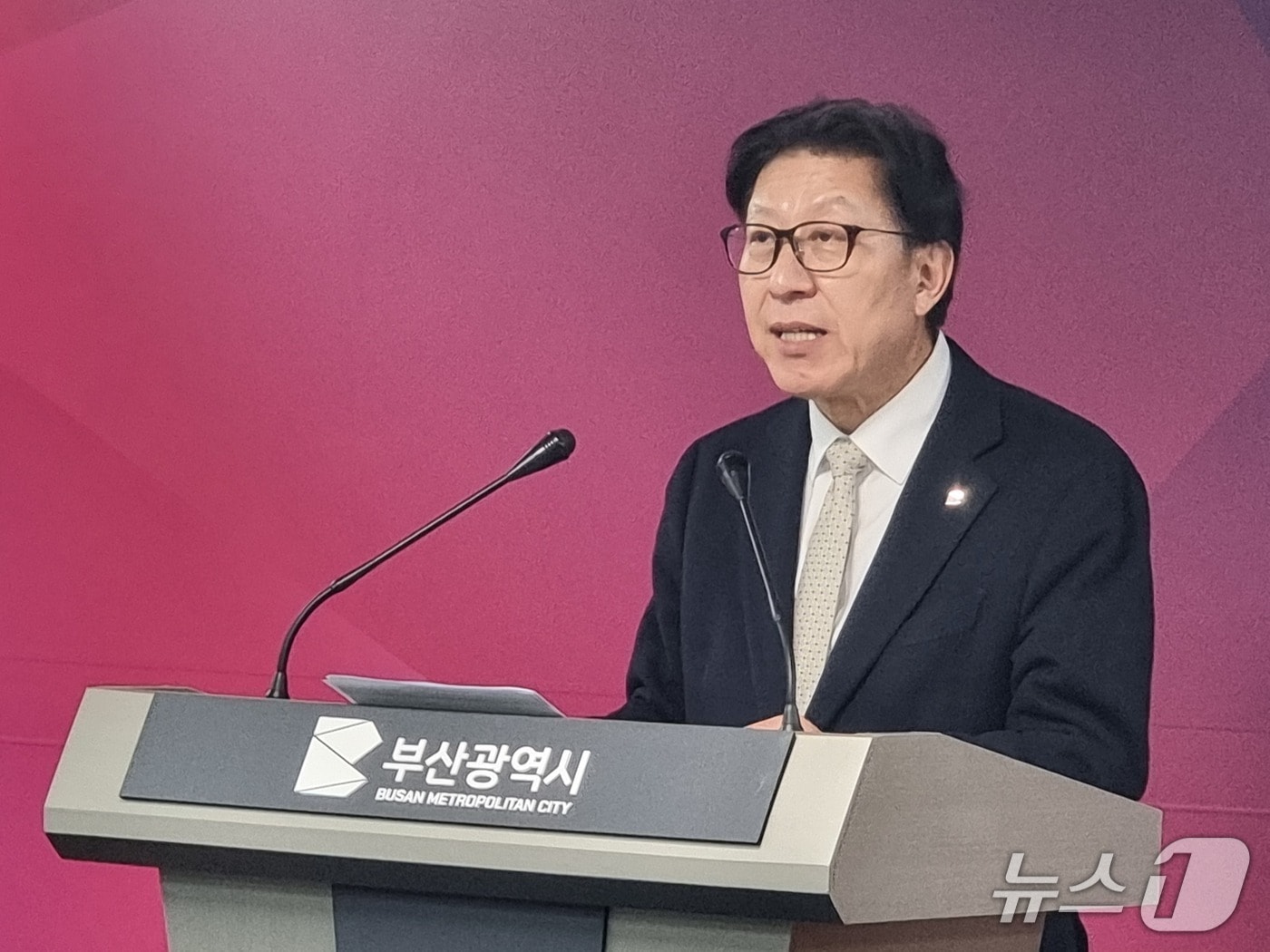 3일 박형준 부산시장 기자회견 모습.(2025.12.3/뉴스1 ⓒ News1 임순택 기자)