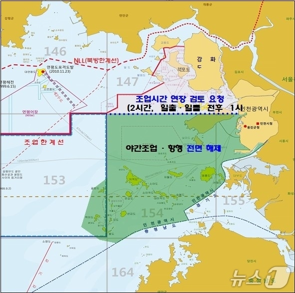 야간조업(항행) 규제완화 해역도 (더불어민주당 박찬대 의원실 제공.재판매 및 DB금지)