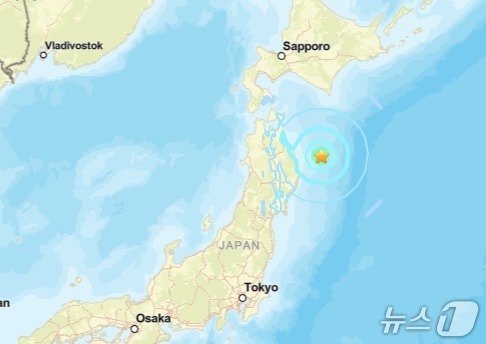 일본 동부 해역에서 규모 6.0 지진이 발생했다. (미 지질조사국 제공)