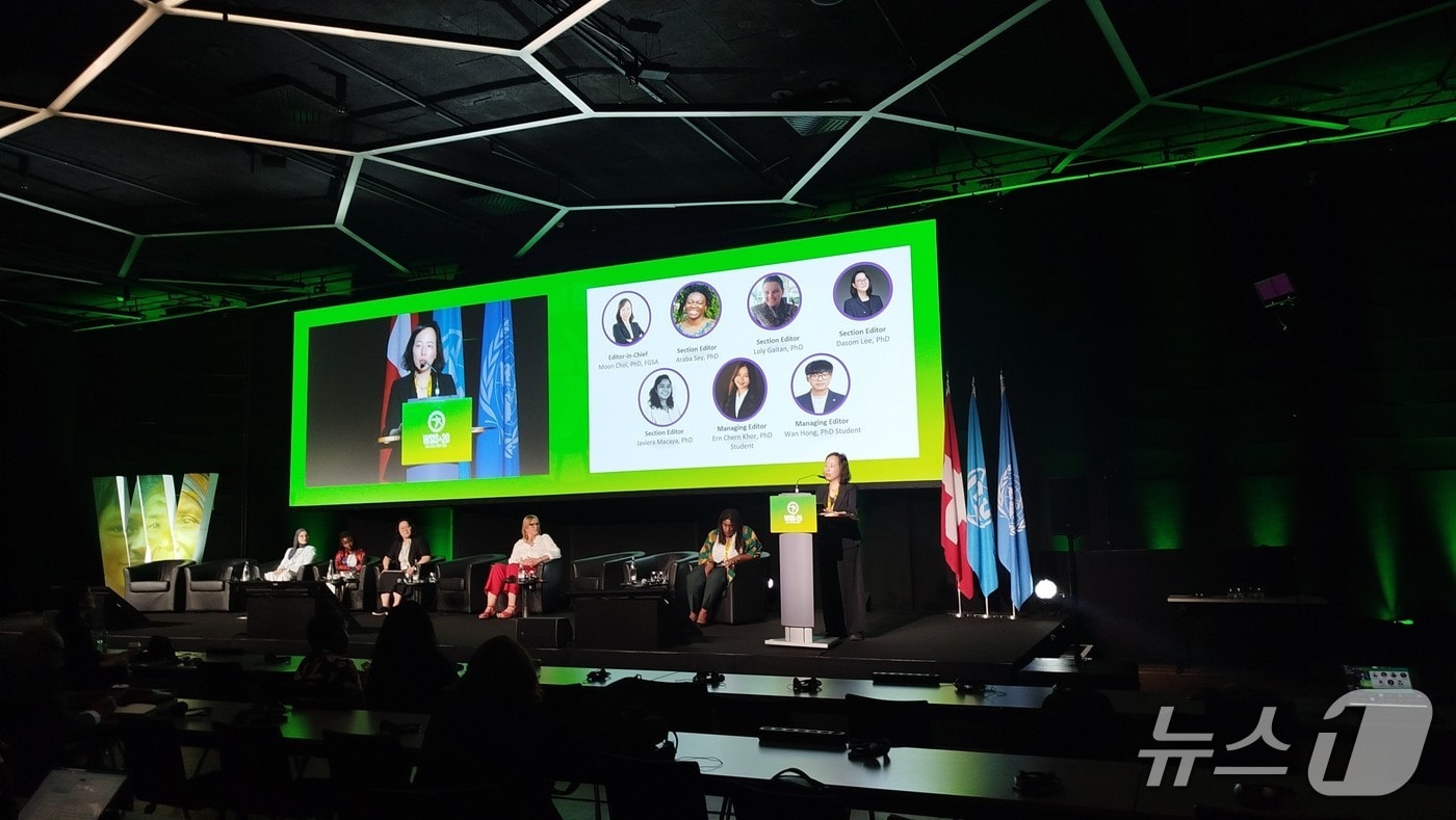 2025 UN 정보사회세계정상회의에서 발표하는 최문정 KAIST 과학기술정책대학원장(KAIST 제공) /뉴스1