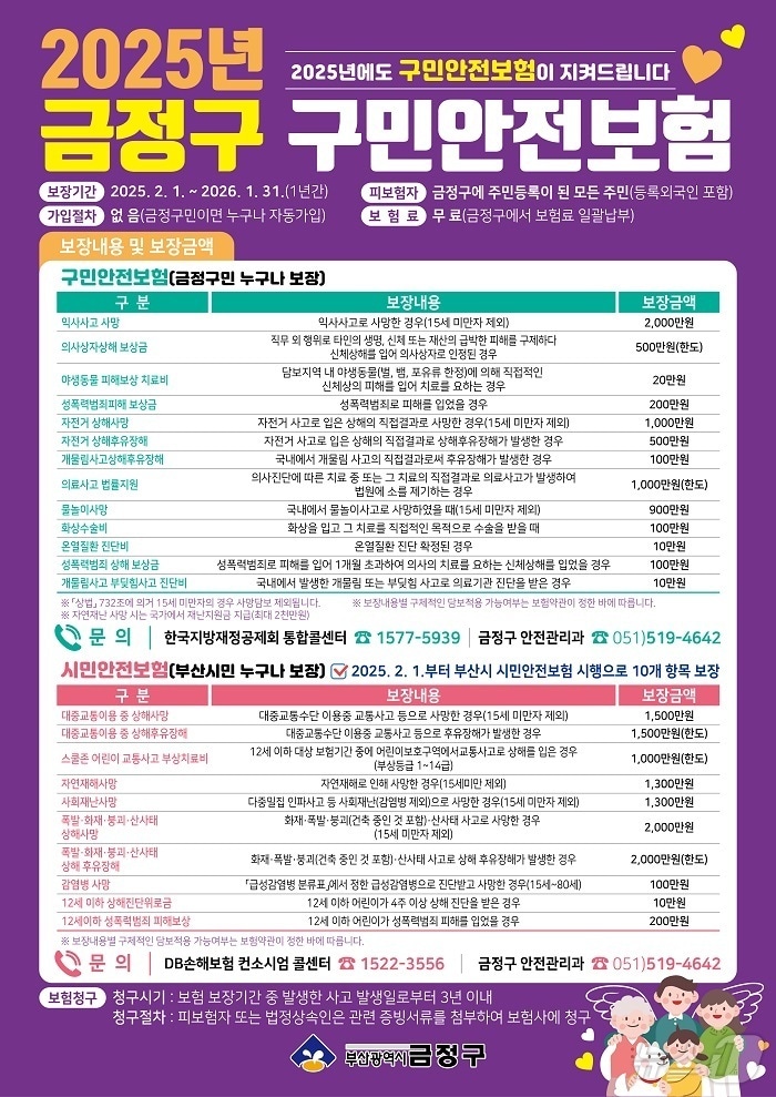 2025년 부산 금정구 구민안전보험 안내 포스터.(금정구 제공)
