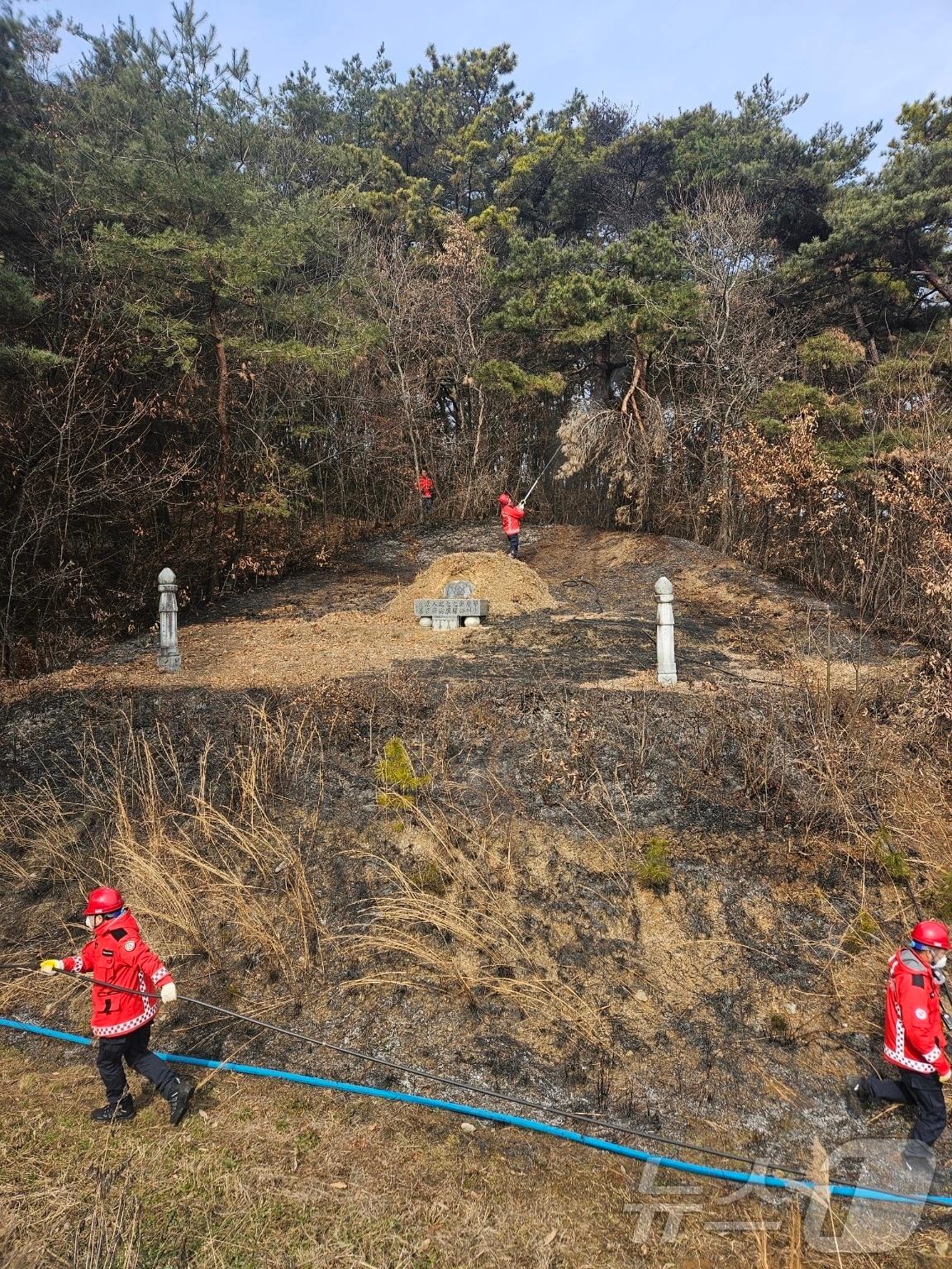 16일 오전 11시 21분께 전북자치도 남원시 대산면 수덕리 산에서 산불이 발생했다.(산림청제공. 재판매 및 DB금지)2025.2.16/뉴스1