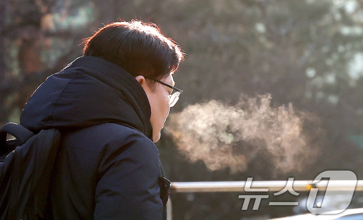 추운 날씨에 입김 뿜는 시민./뉴스1 ⓒ News1 장수영 기자