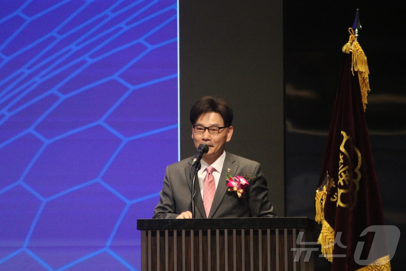 제64회 대한변리사회 정기총회에서 김두규 회장이 인사말을 하고 있다.(대한변리사회 제공.재판매 및 DB금지)/뉴스1