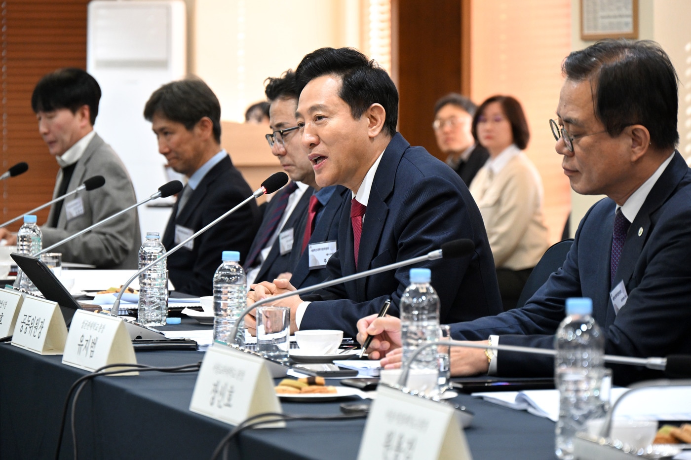 오세훈 서울시장이 24일 서울 중구 한국프레센터 18층 외신기자클럽에서 개최한 '제1차 서울혁신대학지원위원회 회의'에서 인사말을 하고 있다.(서울시 제공)