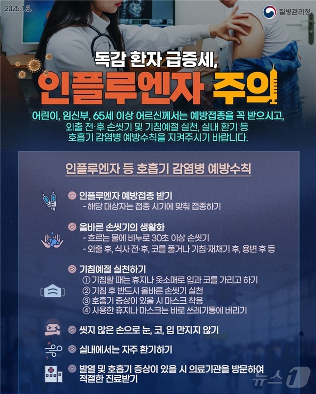 인플루엔자 등 호흡기 감염병 예방수칙 안내 포스터.(전북자치도 제공. 재판매 및 DB 금지)/뉴스1
