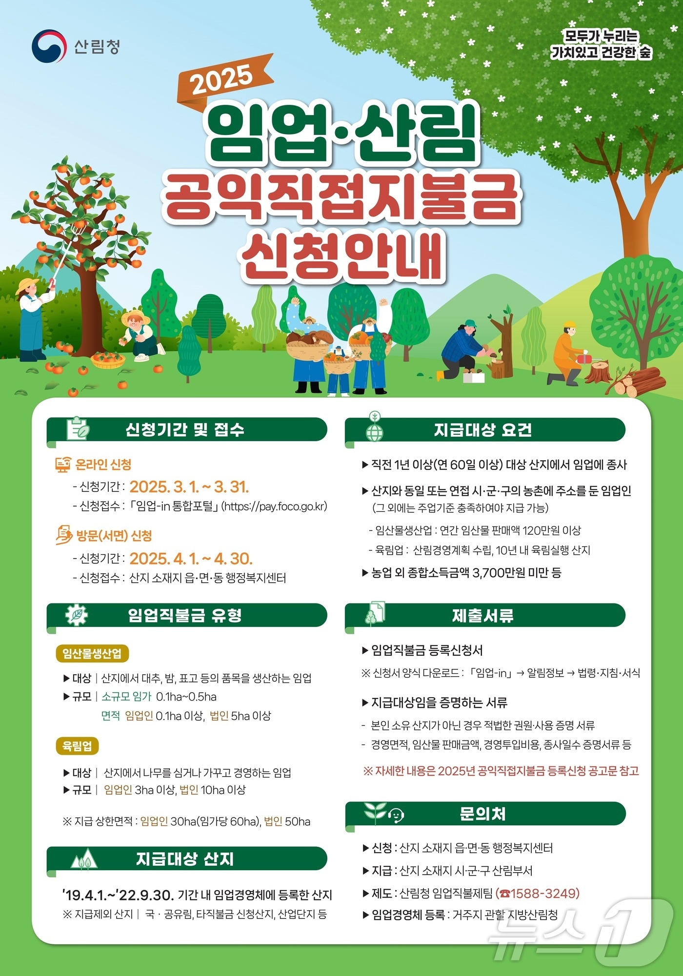 괴산군 임업직불금 신청 접수 포스터/뉴스1