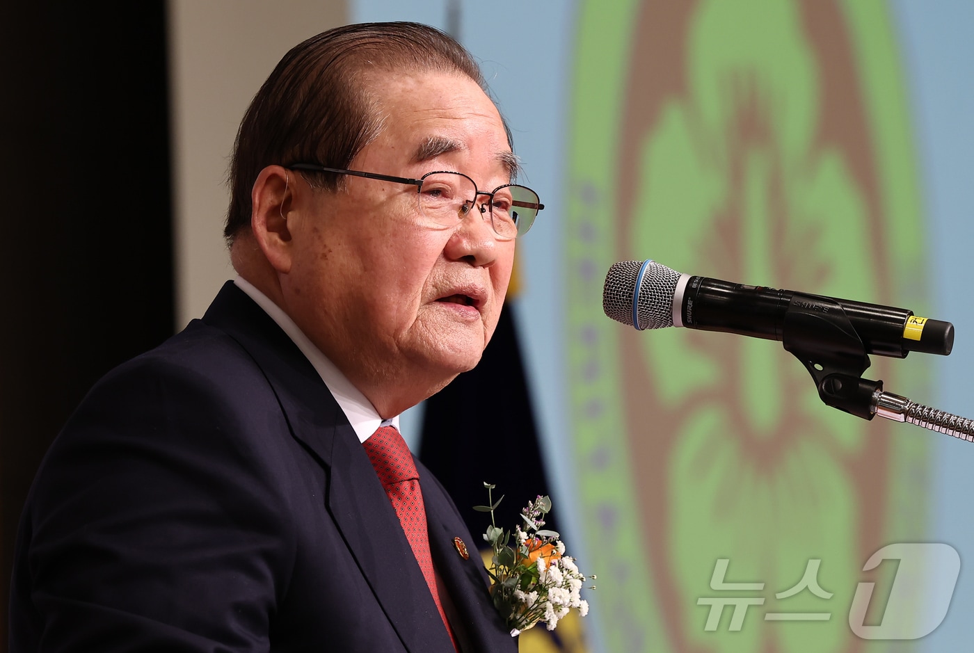 이종찬 광복회장이 27일 서울 용산구 백범김구기념관에서 기념사를 하고 있다. 2025.2.27/뉴스1 ⓒ News1 김도우 기자