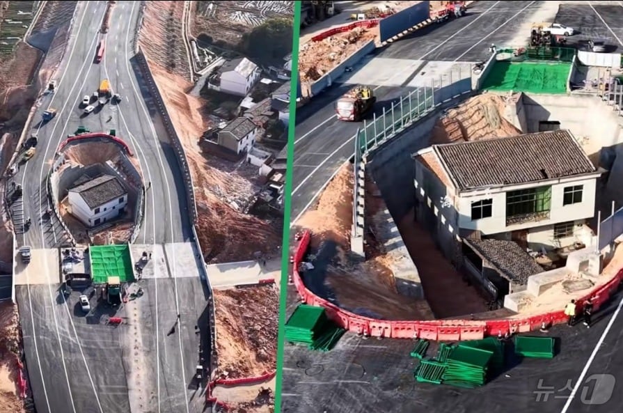 알박기한 집을 둘러싸고 난 고속도로 - SCMP 갈무리