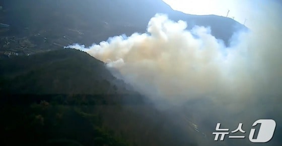 11일 오후 경남 양산시 상북면 내석리 야산 화재 현장(산림청 제공. 재판매 및 DB금지)