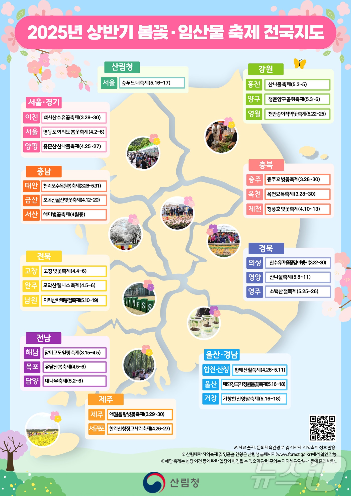 2025년 상반기 ‘봄꽃·임산물 축제 전국지도’ 
