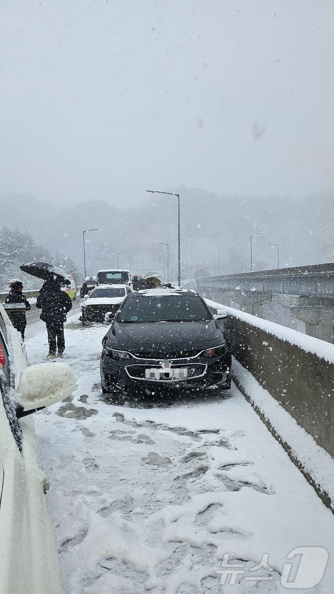 강원 평창 진부면 하진부리 영동고속도로 강릉방향 사고 현장.(강원도소방본부 제공, 재판매 및 DB금지)