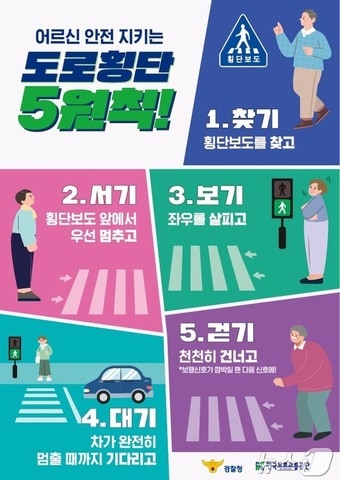 어르신 안전 지키는 도로횡단 5원칙 포스터.(한국도로교통공단 제공. 재판매 및 DB금지)/뉴스1