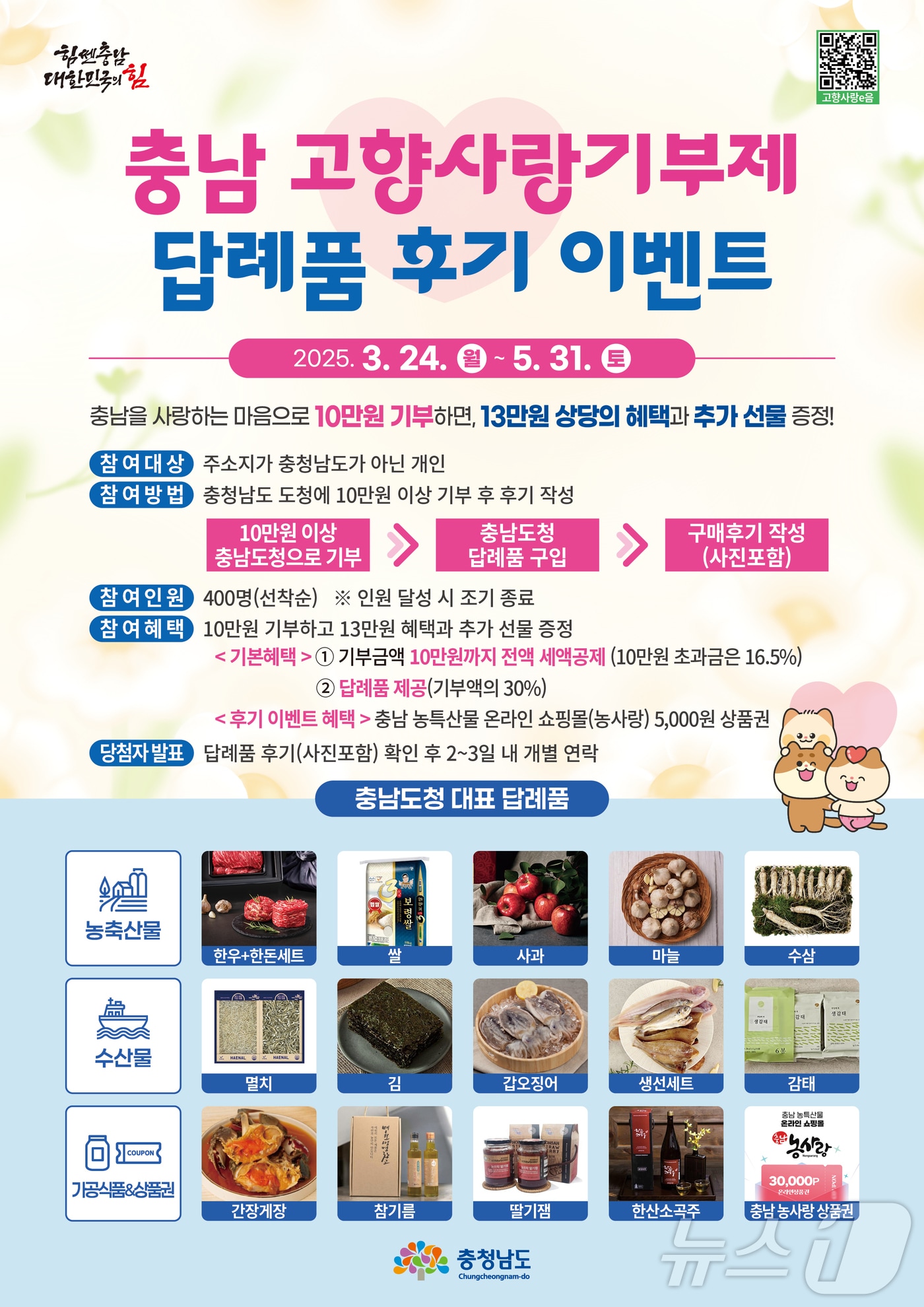 고향사랑기부 답례품 후기 이벤트.(충남도 제공. 재판매 및 DB금지)/뉴스1