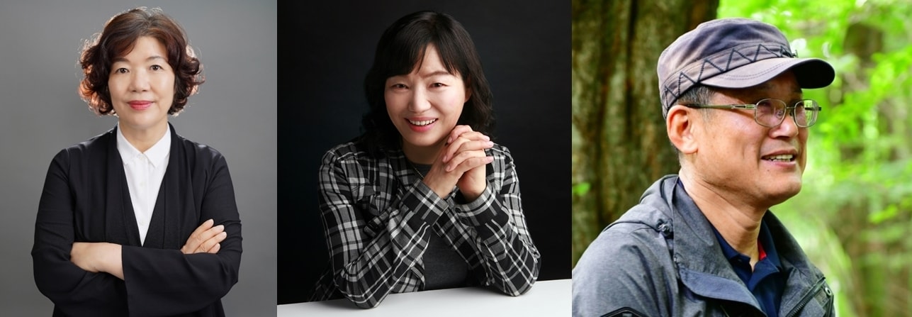 왼쪽부터 시 부문 수상자 김휼, 장편소설 부문 수상자 김미수, 논픽션 부문 수상자 허호준(제주4·3평화재단 제공. 재판매 및 DB 금지)
