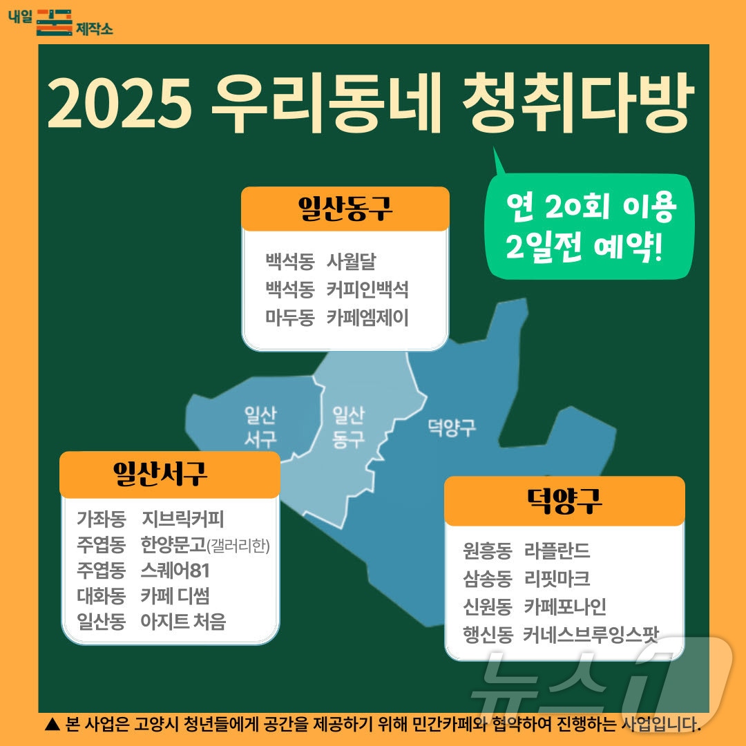 고양시 우리동네 청취다방 분포도. (고양시 제공, 재판매 및 DB금지)
