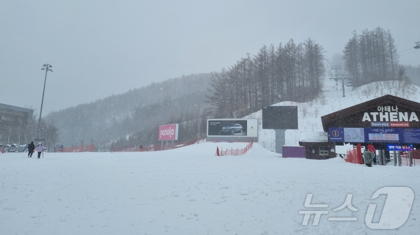 강원지역에 대설특보가 발효된 지난 4일 강원랜드가 운영하는 하이원리조트 스키장에 눈이 쌓이고 있다. (강원랜드 제공. 재판매 및 DB금지) 2025.3.4./뉴스1 ⓒ News1 신관호 기자