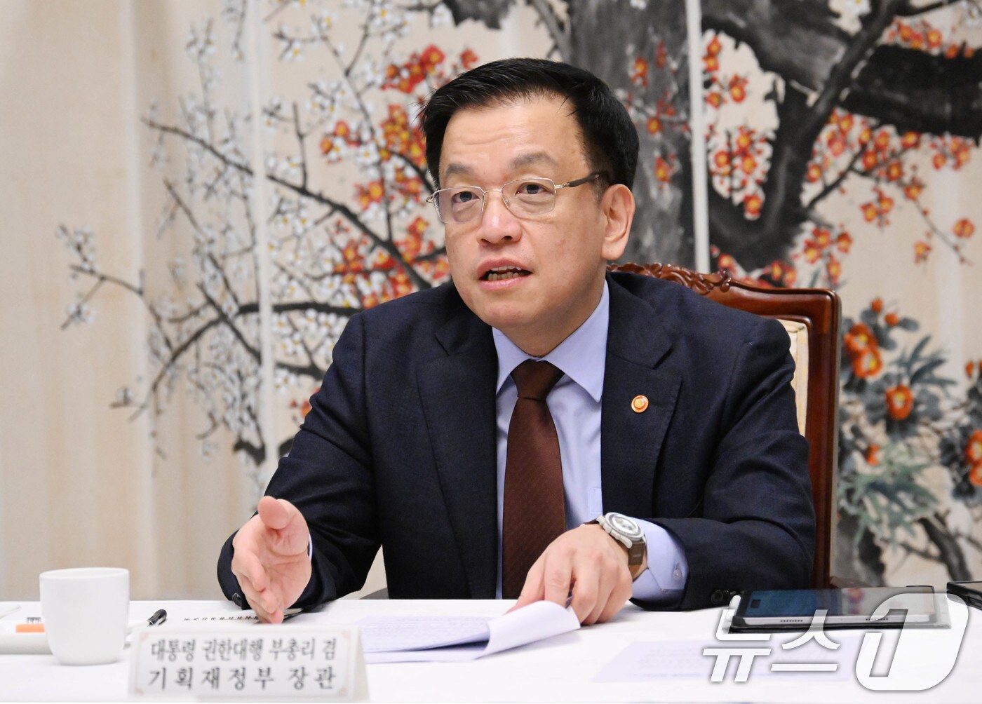 최상목 대통령 권한대행 부총리 겸 기획재정부 장관이 5일 서울 종로구 정부서울청사에서 대외경제현안간담회를 주재하고 있다. (기획재정부 제공. 재판매 및 DB 금지) 2025.3.5/뉴스1