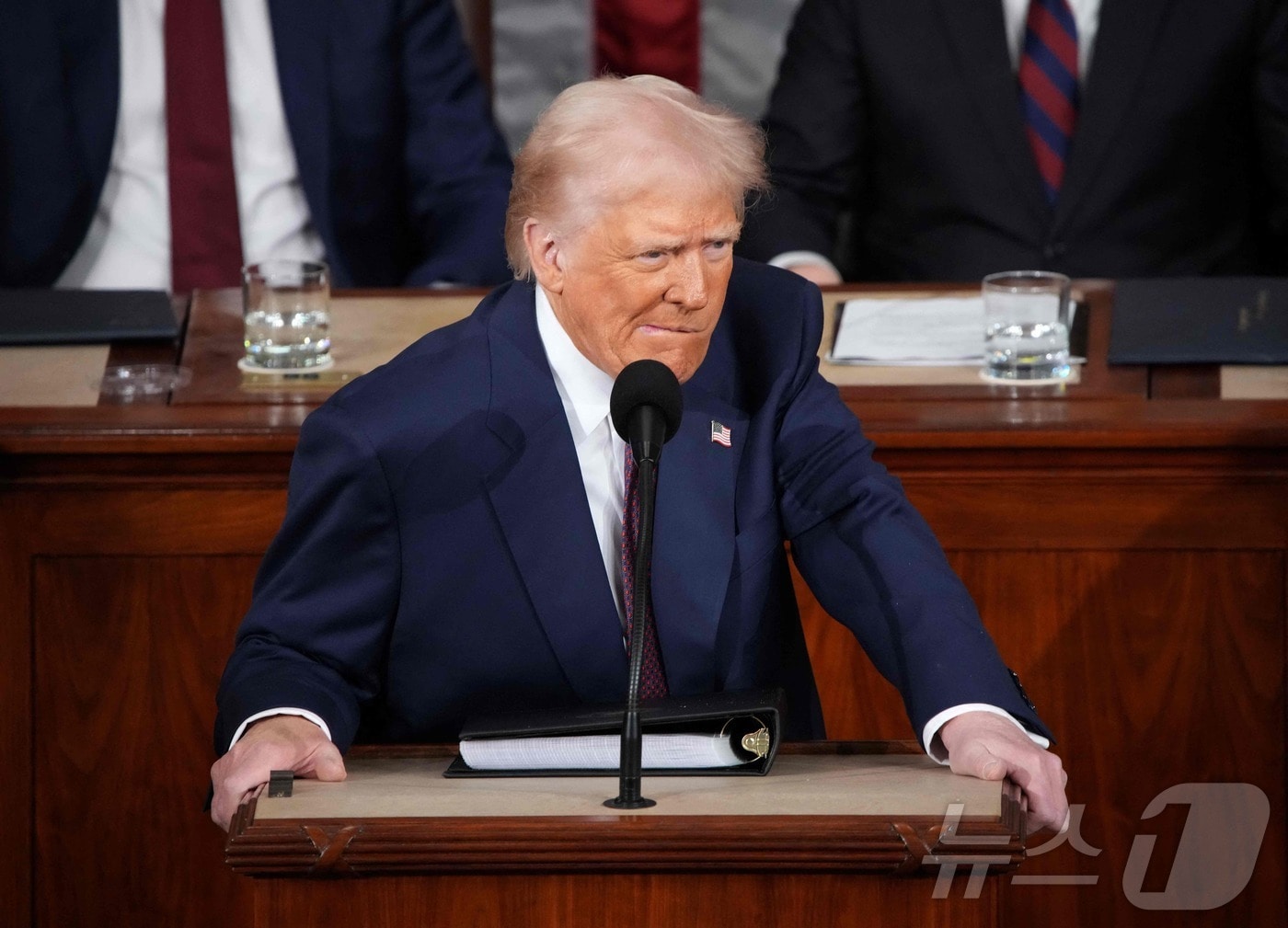 도널드 트럼프 미국 대통령이 4일(현지시간) 워싱턴 의사당 상·하원 합동회의에서 연설하고 있다. 2025.03.05 ⓒ AFP=뉴스1