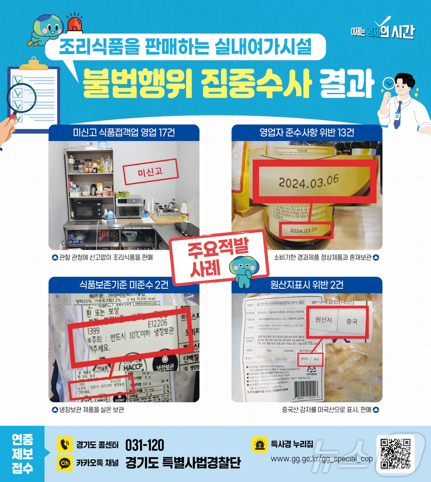 조리식품 판매 실내여가시설 수사결과 그래픽.(경기도 제공, 재판매 및 DB 금지)