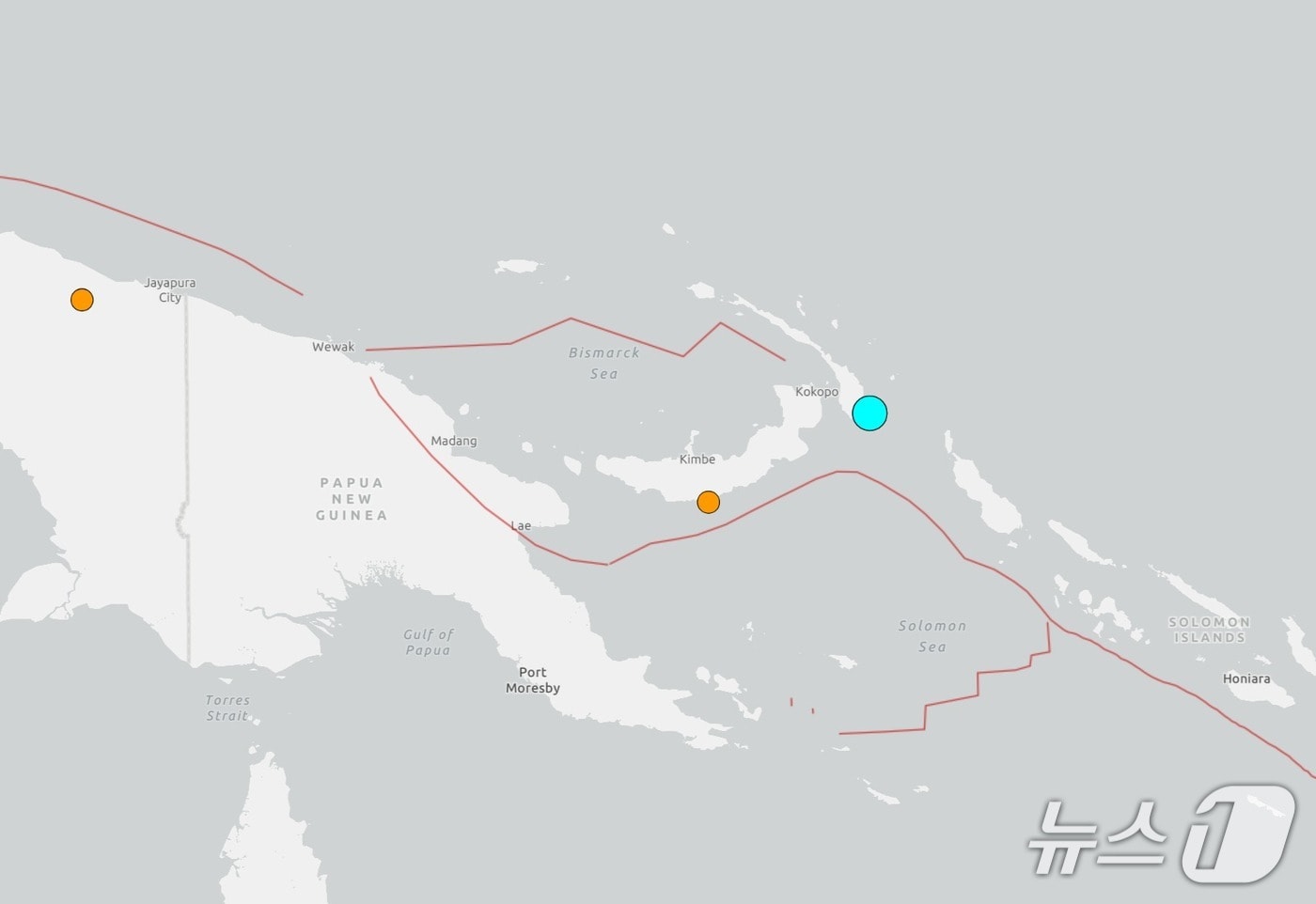 파푸아뉴기니 뉴아일랜드 해안에서 12일(현지시간) 규모 6.2의 지진이 발생했다. (출처=미국 지질조사국 홈페이지) 2025.4.12./뉴스1