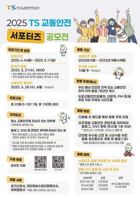 TS 교통안전 서포터즈 모집 포스터.(한국교통안전공단 제공)