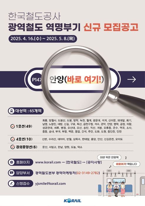 코레일 역명부기 모집 포스터.(한국철도공사 제공)