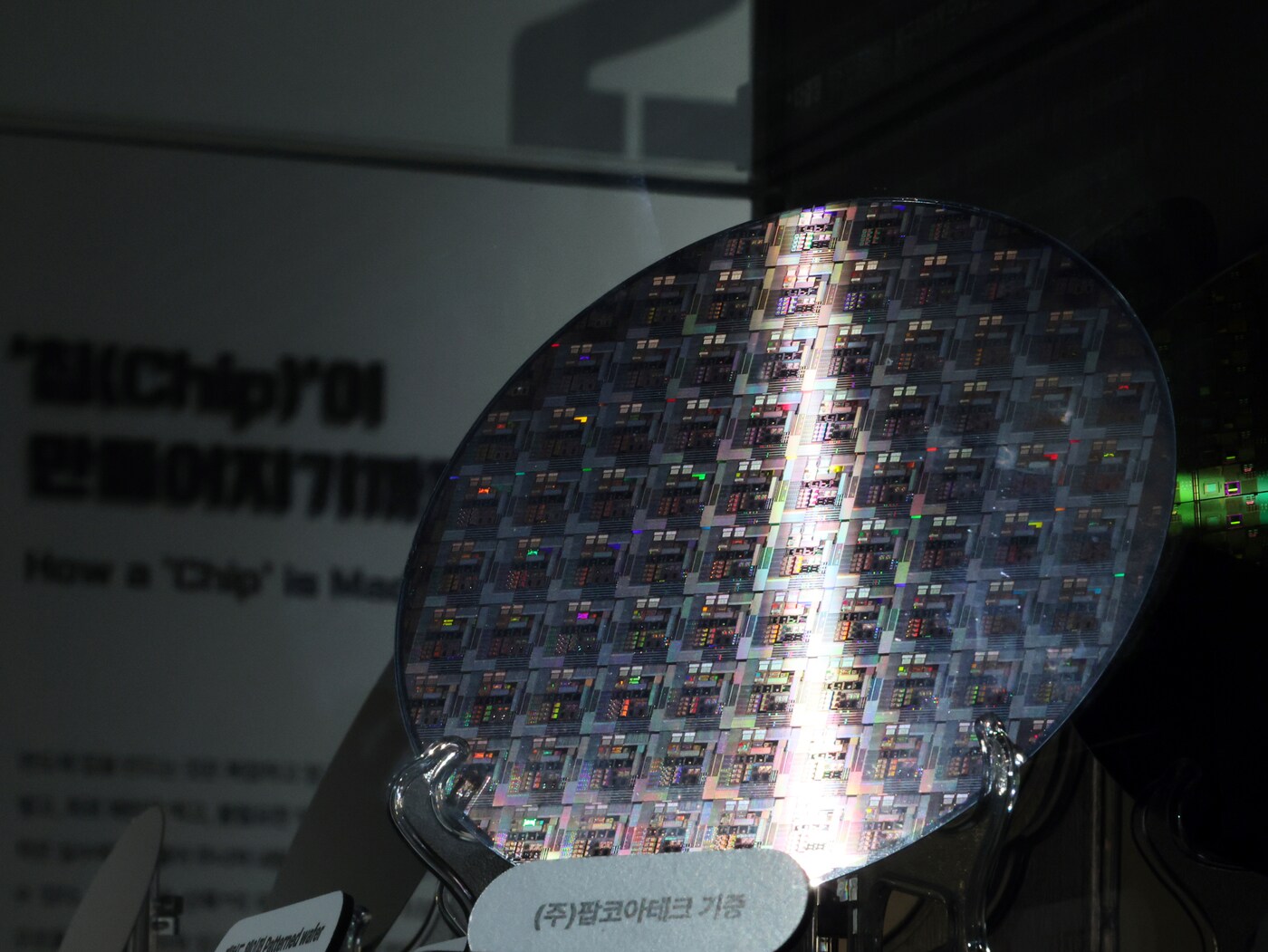 지난 15일 경기 과천시 과천국립과학관 미래상상 SF관에서 웨이퍼가 빛을 반사하고 있다. 2025.4.15/뉴스1 ⓒ News1 황기선 기자