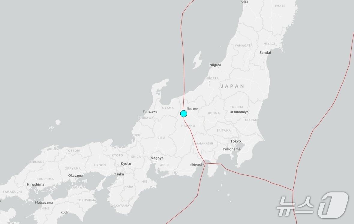 일본 나가노현에서 18일 규모 5의 지진이 발생했다. (출처=미국 지질조사국 홈페이지) 2025.4.18./뉴스1