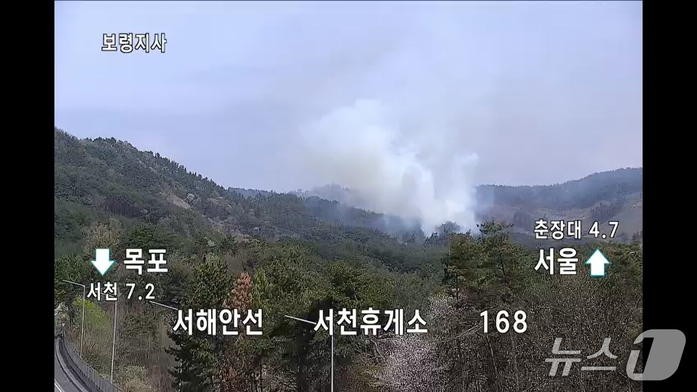 19일 오전 10시 24분께 충남 서천 비인면의 한 야산에서 불이나 산림당국이 진화 중이다. (산림청제공. 재판매 및 DB금지) /뉴스1