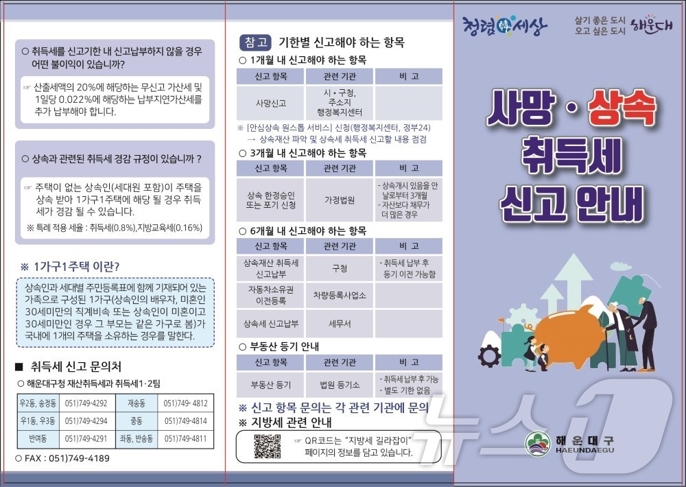 해운대구 '상속 취득세 안내문'(해운대구청 제공.재판매 및 DB 금지)