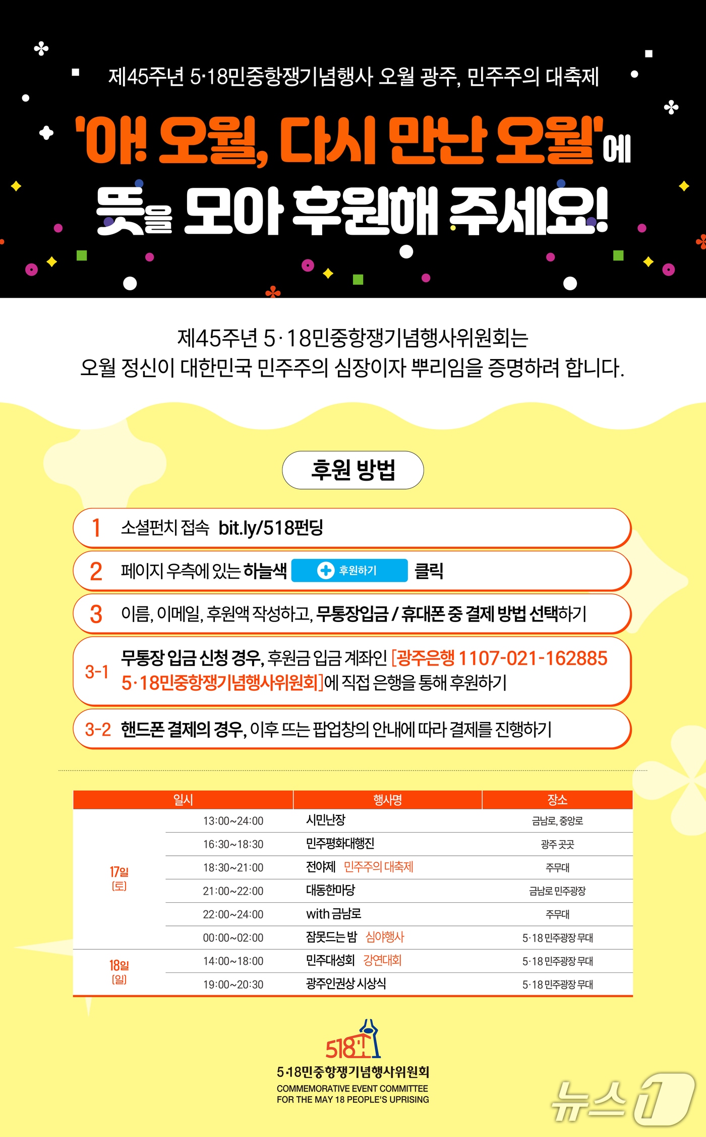 5·18행사 진행을 위한 크라우드 펀딩 '소셜펀치' 포스터.(518행사위 제공. 재판매 및 DB 금지)