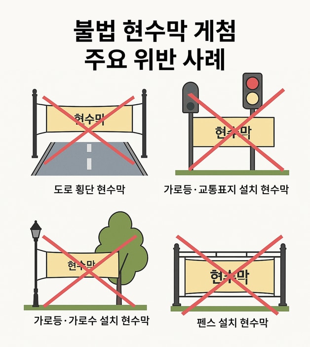 강진군 7월부터 불법현수막 적발 시 즉시 철거