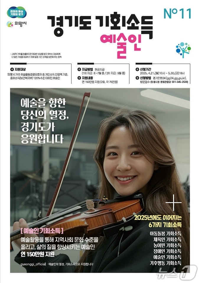  경기 의왕시 '2025 예술인 기회소득' 홍보물. (의왕시 제공. 재판매 및 DB 금지) 2025.4.22/뉴스1