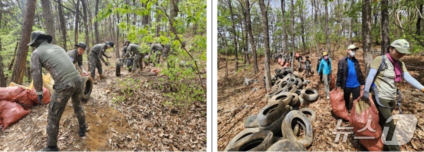 지난 23일 국립공원과 56사단, 자원봉사자들이 북한산 내 군사시설을 철거하고 있다. (북한산국립공원 제공, 재판매 및 DB금지)