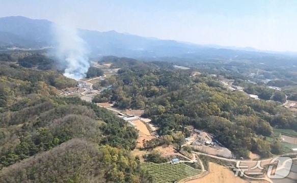 26일 오후 경북 봉화군 봉화읍 거촌리 야산에서 불이 나 38분여만에 진화됐다.(산림청 제공. 재판매 및 DB금지) 2025.4.26/뉴스1