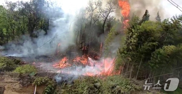 27일 오후 1시 42분께 전북 전주시 효자동 황방산에서 화재가 발생했다.(전북소방본부 제공, 재판매 및 DB 금지)/뉴스1