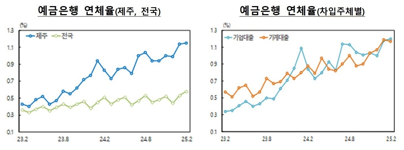 제주지역 예금은행 대출 연체율 그래프.(한국은행 제주본부 제공, 재판매 및 DB 금지)
