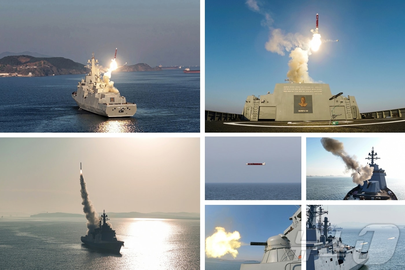 (평양 노동신문=뉴스1) = 북한 노동당 기관지 노동신문은 30일 미사일총국과 국방과학원, 탐지전자전총국이 구축함 '최현'호에 탑재된 무장 체계들의 성능 및 전투 적용성 시험에 착수했다고 보도했다. 이들은 순항미사일 시험밝사 등 구축함의 첫 무기체계 시험을 지난 28일과 29일에 진행했다고 전했다. [국내에서만 사용가능. 재배포 금지. DB 금지. For Use Only in the Republic of Korea. Redistribution Prohibited] rodongphoto@news1.kr