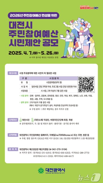 대전시 주민참여예산 시민제안 공모 포스터.(대전시 제공.재판매 및 DB 금지)/뉴스1 