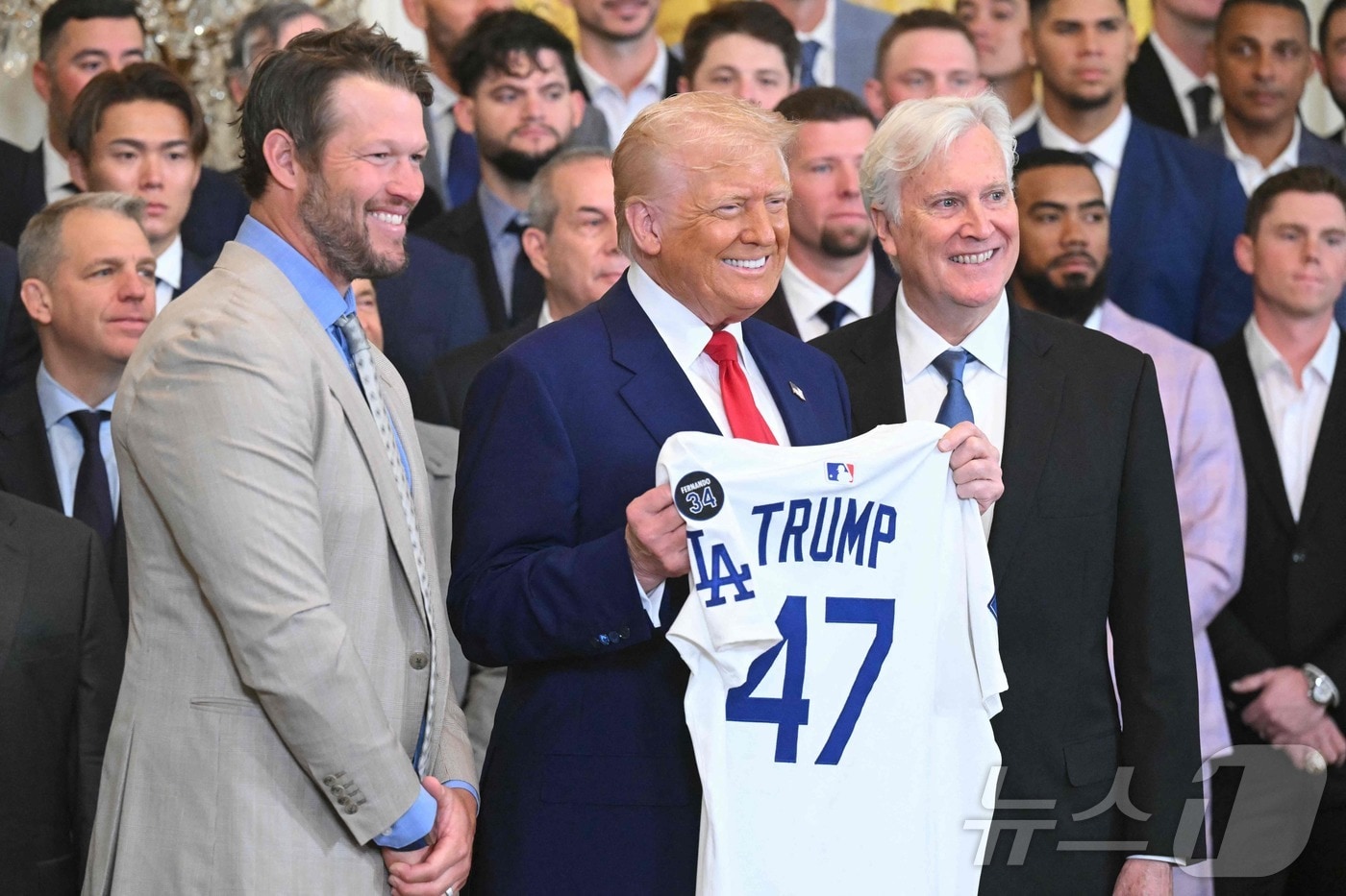 도널드 트럼프 대통령이 7일&#40;현지시간&#41; MLB LA 다저스 선수단을 백악관에 초청했다. ⓒ AFP=뉴스1