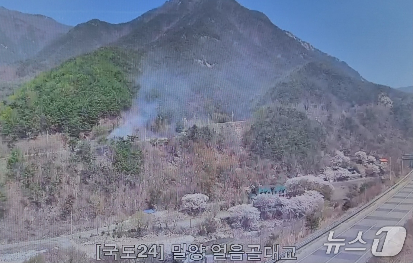 밀양 산불 현장 인근 폐쇄회로(CC)TV 화면.(산림청 제공. 재판매 및 DB금지.)